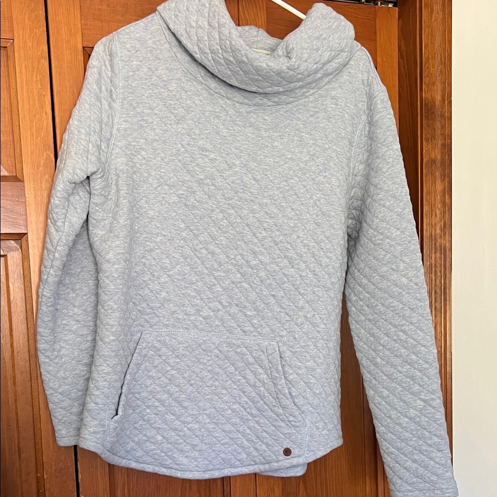 Orvis Light Gray Quilted Cowl Neck Pullover